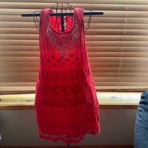 Coral red casual dress